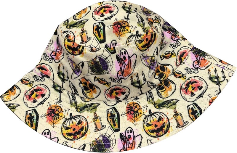 YFBXHSN Cartoon Pumpkin Halloween Bucket Hat Pumpkin Hat Ghost Cap Outdoor for Men Women Beach, Golf, Fishing Hat - Image 2